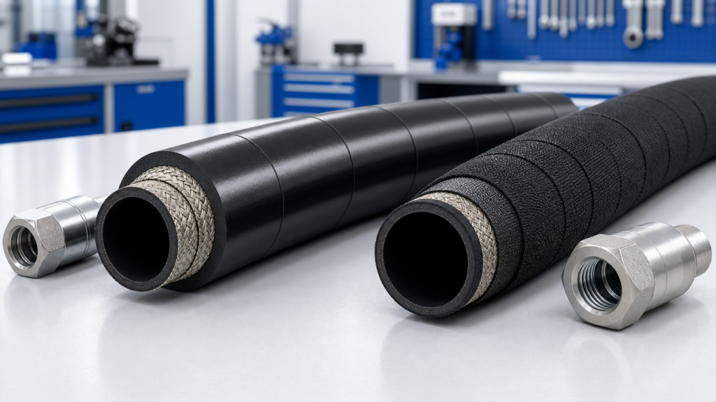 Smooth cover vs wrapped cover hydraulic hose comparison