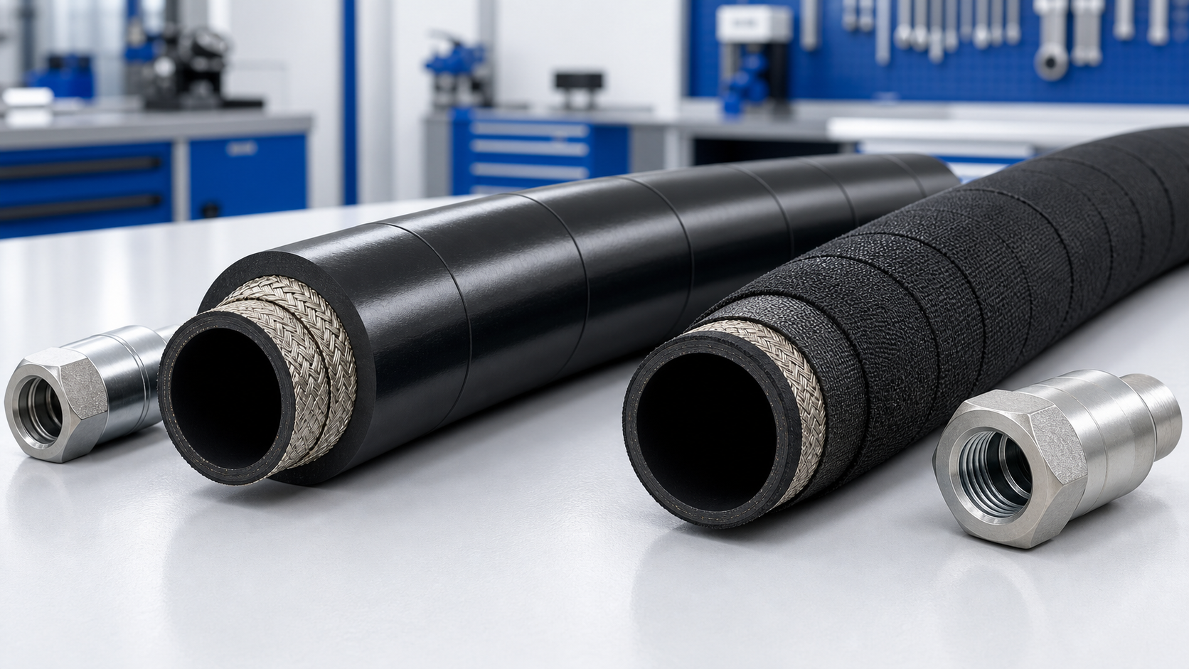 Smooth cover vs wrapped cover hydraulic hose comparison